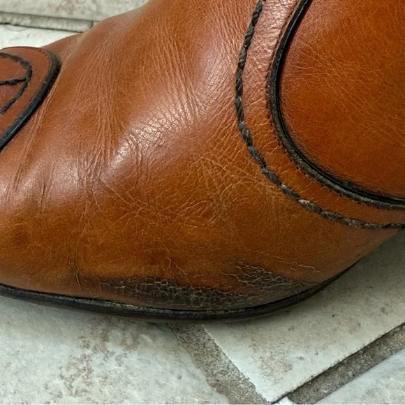 Louis Vuitton Cognac Beautiful Stitching Ankle Boots 38.5 - Picture 5 of 11